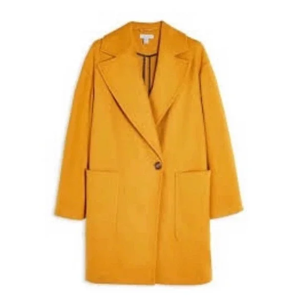 Topshop Carly Mustard Double Breasted Long Jacket Size 12 Brand New - Picture 8 of 9